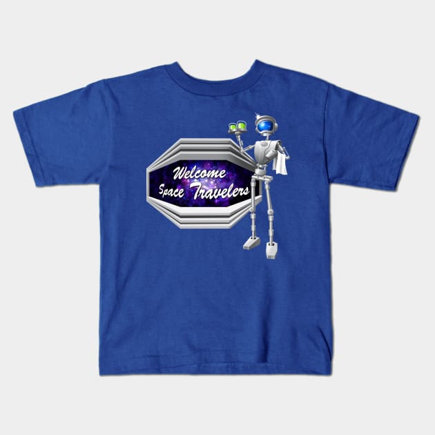 Space Mountain Robot Butler Kids T-Shirt by Jayship Earth